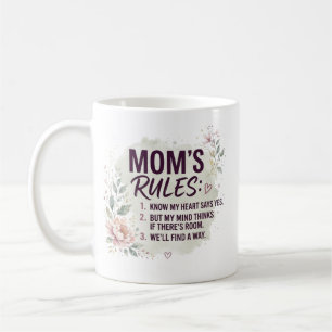 Roliga Mamma Regler Blommig Akvarell Familj Citat Kaffemugg