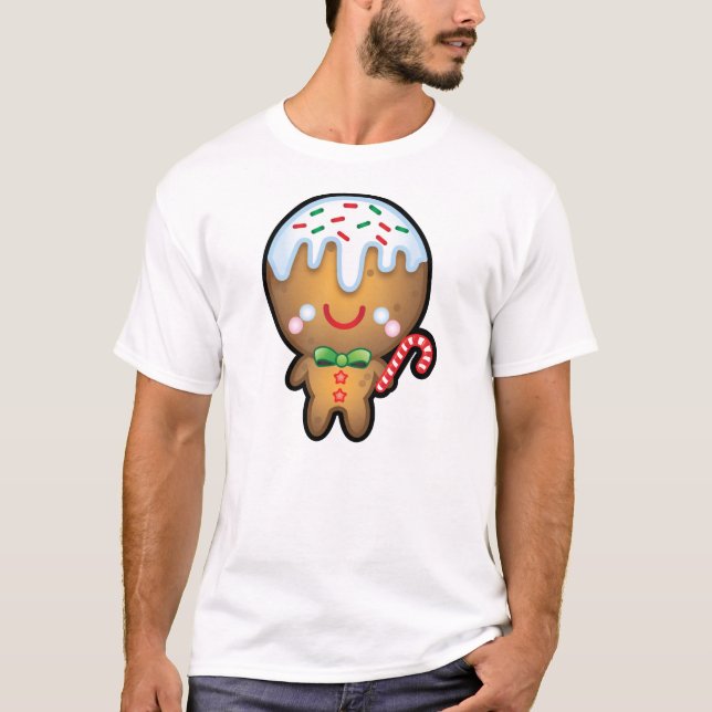 Roliga manar för Kawaii pepparkaksgubbejul T Shirt (Framsida)