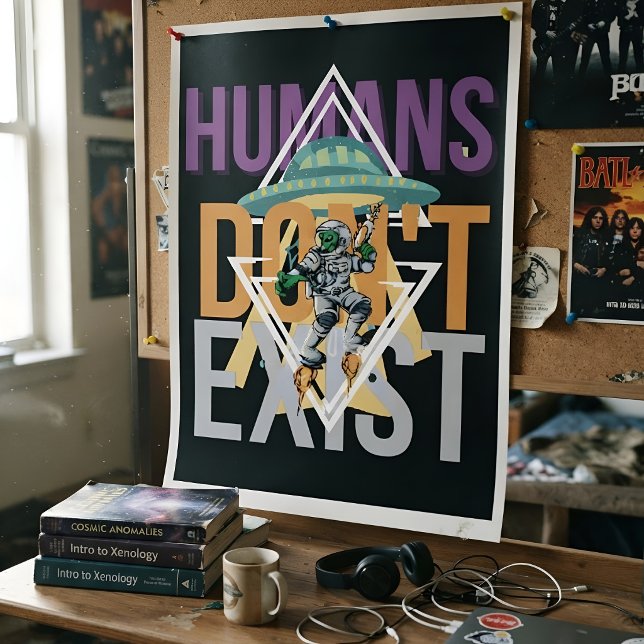 Roliga människor existerar inte Retro Sci-fi Alien Poster (Skapare uppladdad)
