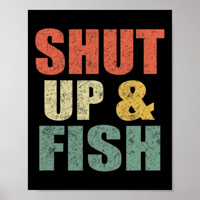 Roliga Mäns Tyst Och Fiska B Fiske Pappa Retro Fi Poster (Framsidan)