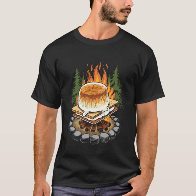 Roliga marshmallows springer från lägerelden t shirt (Framsida)