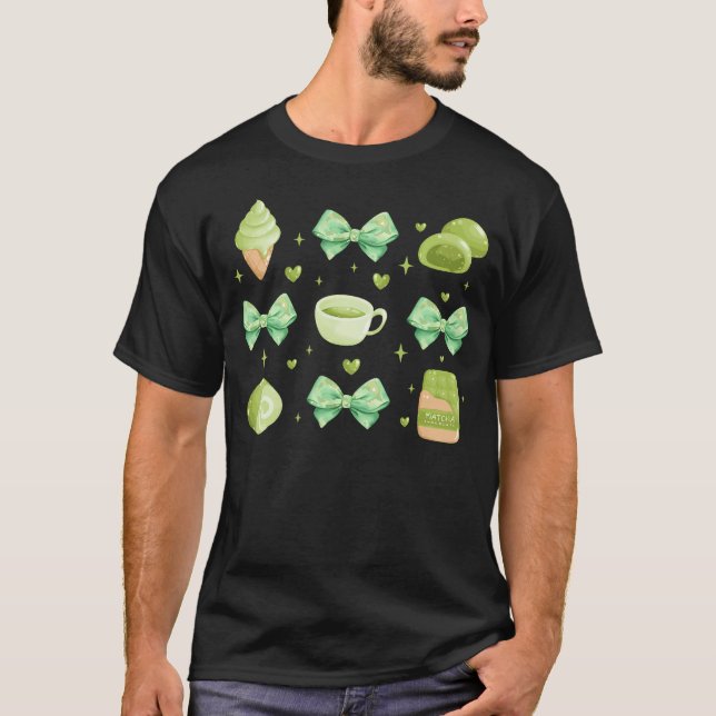 Roliga Matcha-Te-Drickaren För Grön Coquette-Fan T Shirt (Framsida)