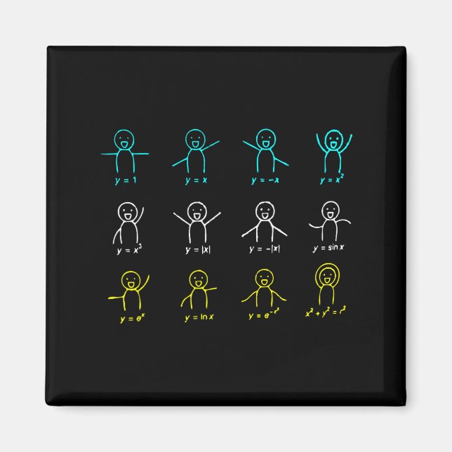 Roliga matematiska ekvationsfigurer Algebra-dans  Magnet (Framsidan)