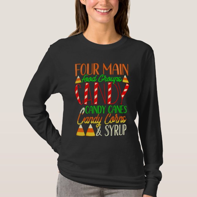 Roliga matgrupper Elf Candy Corn julpyjamas  T Shirt (Framsida)