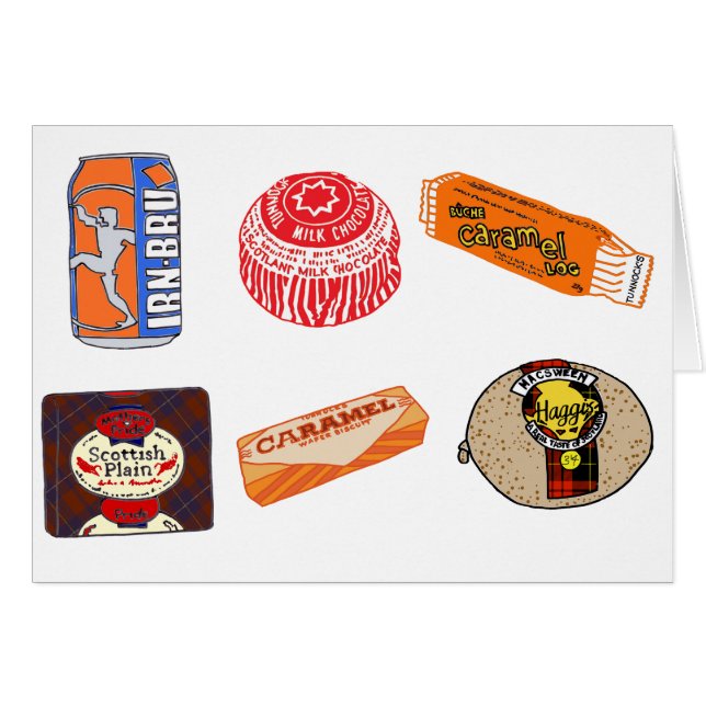 Roliga matillustrationer från Skottland Hälsningskort (Framsidan Horizontal)