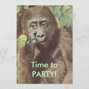 Roliga Meh Gorilla Födelsedagsinbjudningar Inbjudningar