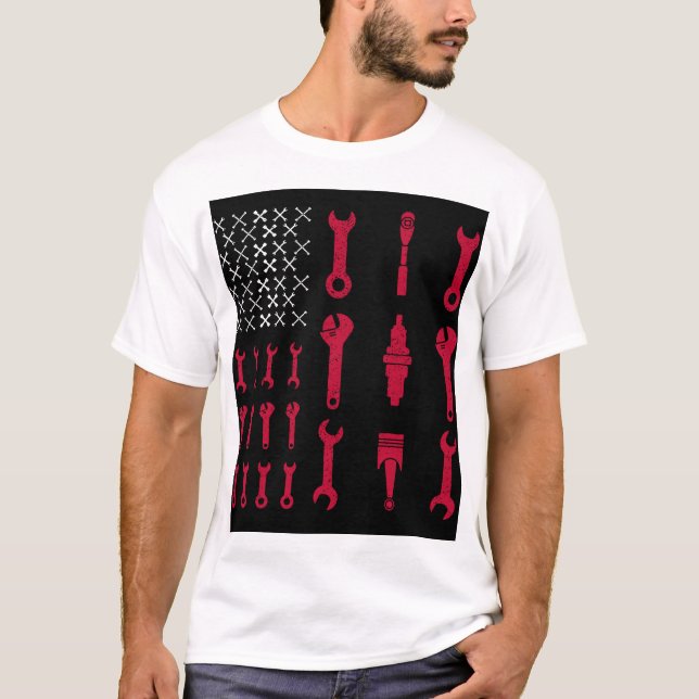Roliga mekanikerskjortor - mekanikeramerikanska t shirt (Framsida)