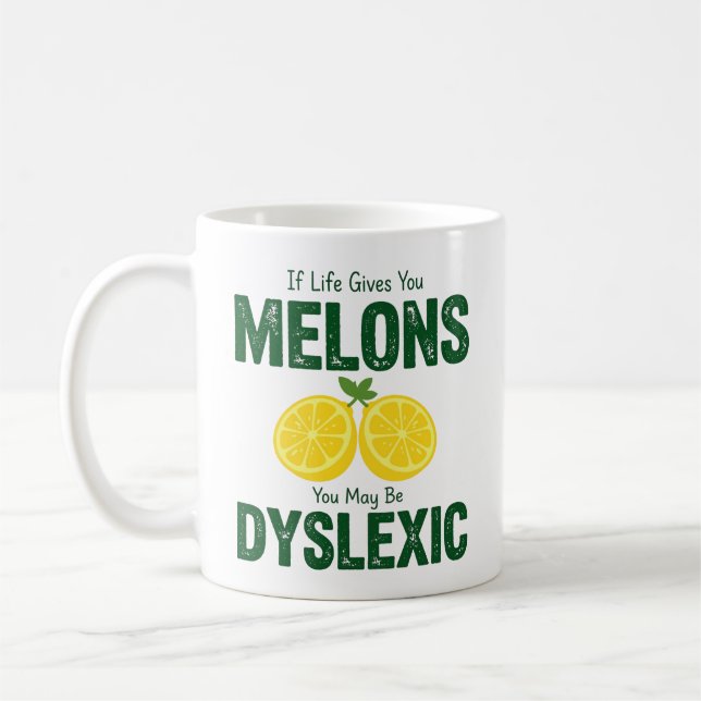 Roliga Meloner Dyslektiker Humor Kaffemugg (Vänster)