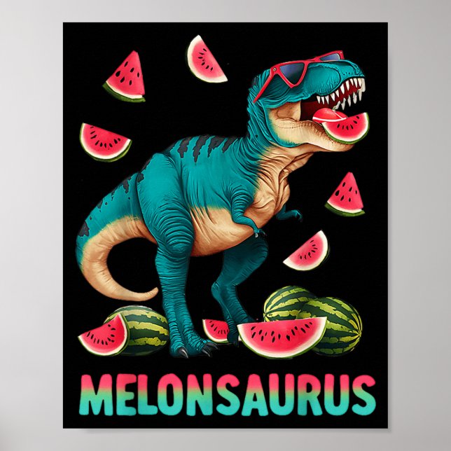 Roliga melonsaurus vattenmelon dinosaurie t rex so poster (Framsidan)
