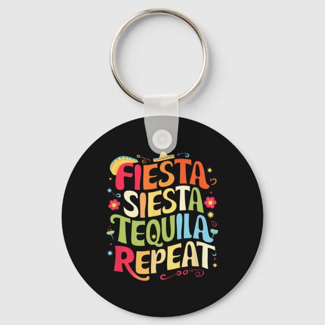 Roliga meningar Fiesta Siesta Repeat cinco De Mayo Nyckelring (Framsida)