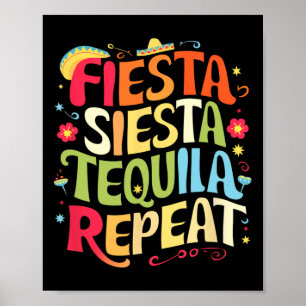 Roliga meningar Fiesta Siesta Repeat cinco De Mayo Poster