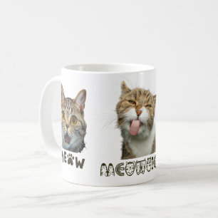 Roliga Meow Kattansikten Vit Klassisk Mugg