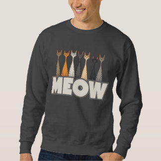 Roliga Meow Tittar Kattgäng | Katt Humor Grafik Lång Ärmad Tröja