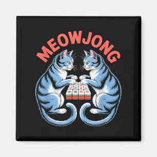 Roliga meowjong katter som spelar mahjong brickor  magnet