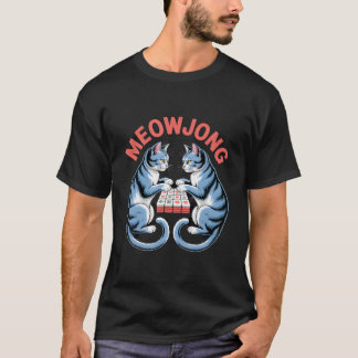 Roliga Meowjong Katter som Spelar Mahjong-brickor T Shirt