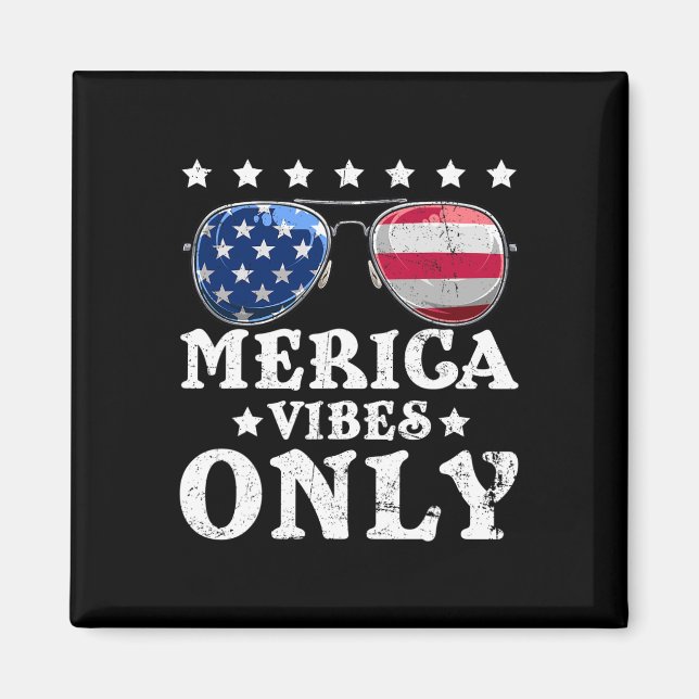 Roliga Merica-vibbar Endast amerikansk flagg Singl Magnet (Framsidan)