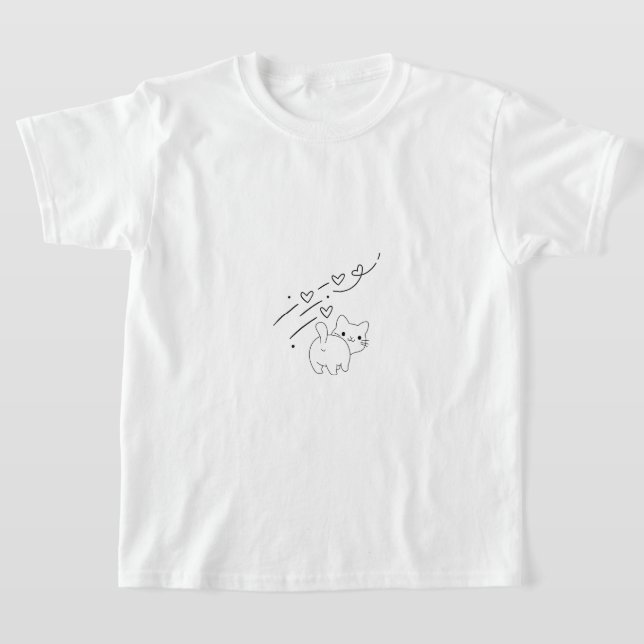 Roliga Minimalistiska Kattbarn T Shirt (Laydown)
