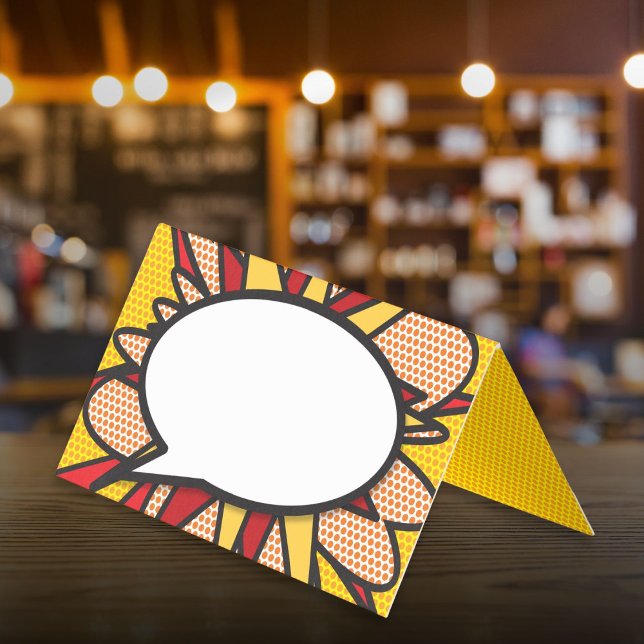 Roliga moderna pratbubbelserietidningskort kort (Fun Modern Speech Bubble Comic Book Place Cards)