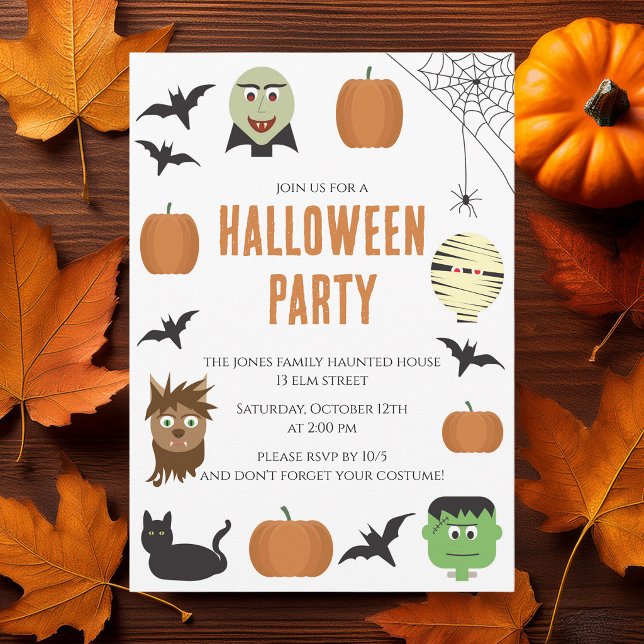 Roliga monster barn Halloween-fest Inbjudningar (Skapare uppladdad)