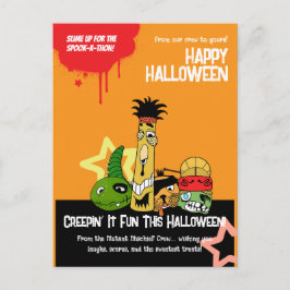 Roliga monster zombies Halloween tecknad design  Vykort