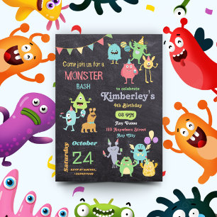 Roliga monsterbarnkalas för pojkar inbjudningar