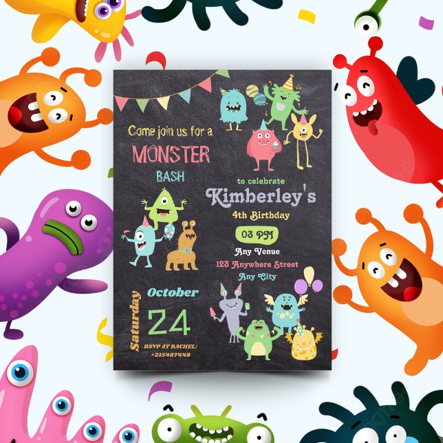 Roliga monsterbarnkalas för pojkar inbjudningar (Skapare uppladdad)