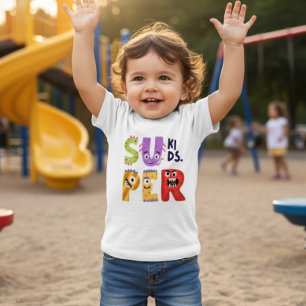 Roliga monsterbokstäver 'Super Kids' T Shirt