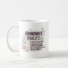 Roliga mormor regler Blommig akvarell Familj citat Kaffemugg