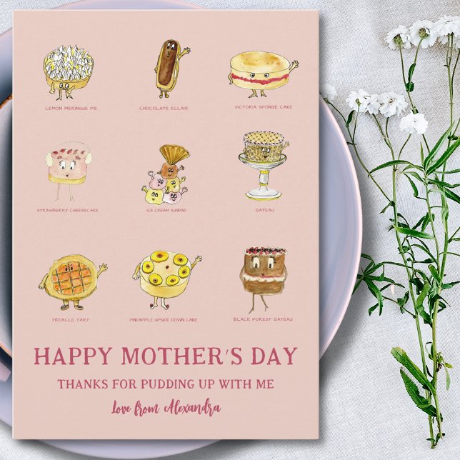Roliga Morsdags-citat Julkort (Cute cake cartoon funny Mother’s Day greetings card)