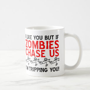 Roliga mugg med zombies som snubblar