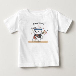 Roliga musik katt spelar gitarr babykläder t shirt