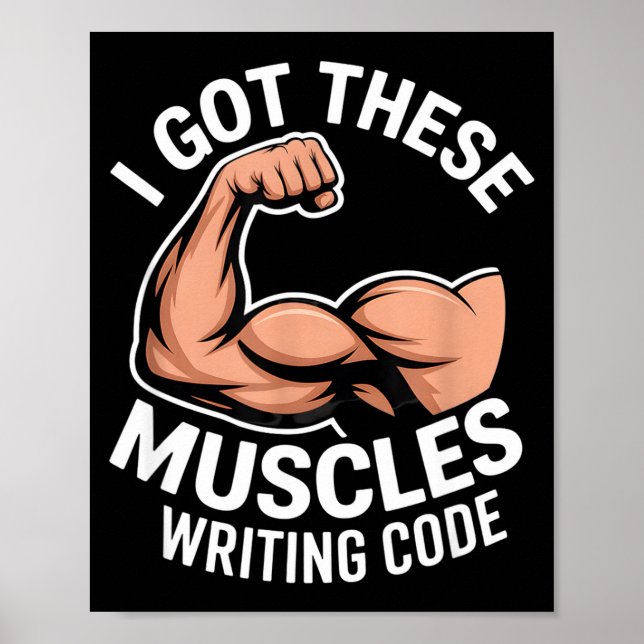 Roliga muskler skriver kod som säger programmerare poster (Framsidan)