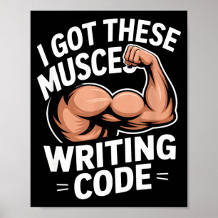 Roliga muskler skriver kod som säger programmerare poster