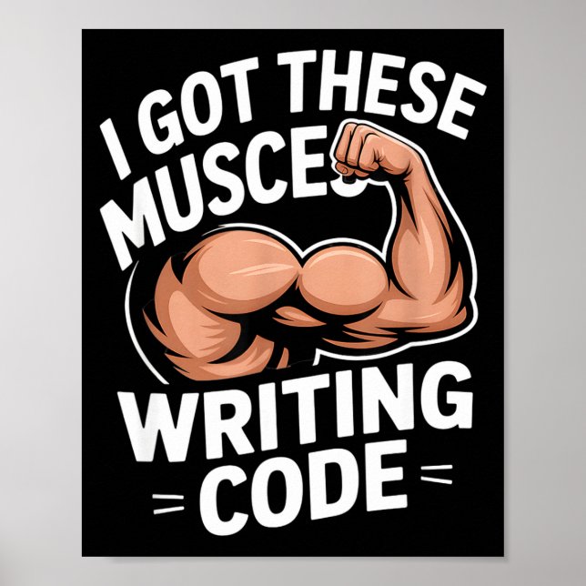 Roliga muskler skriver kod som säger programmerare poster (Framsidan)