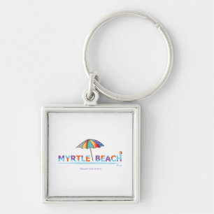 Roliga Myrtle Beach, SC Fyrkantig Silverfärgad Nyckelring