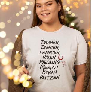 Roliga namn på renar som dricker vin jul firande t shirt