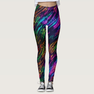 Roliga neonfärgade färgglada fyrverkerier laserfes leggings