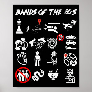 Roliga Nördiga Ikoniska Pop Rock Band från 80-tale Poster
