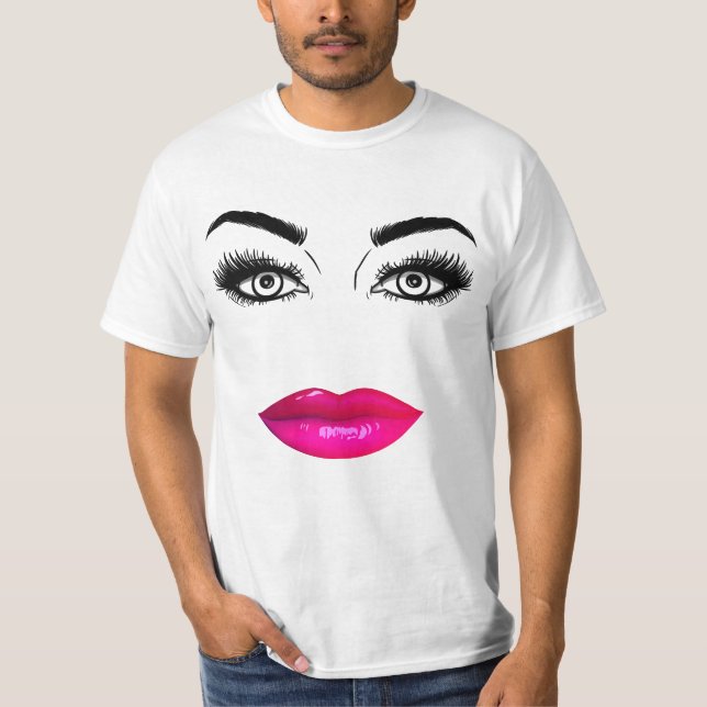 Roliga ögonbryn och läppar t shirt (Framsida)