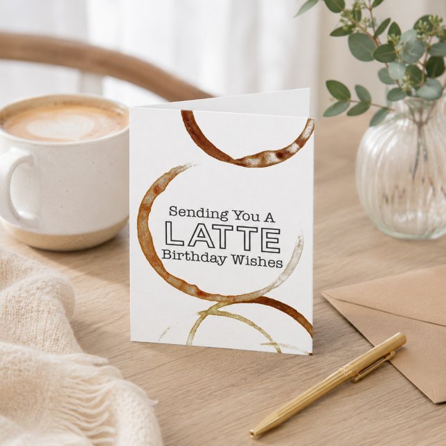 Roliga önskningar om kaffeglädje latte kort (Add your own text greeting with the Design Tool if you wish)
