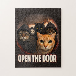 Roliga "Öppna Dörren" Katter i Hoodies Pussel