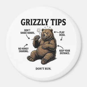 Roliga överlevnadstips för grizzlybjörn Utomhus Hu Magnet