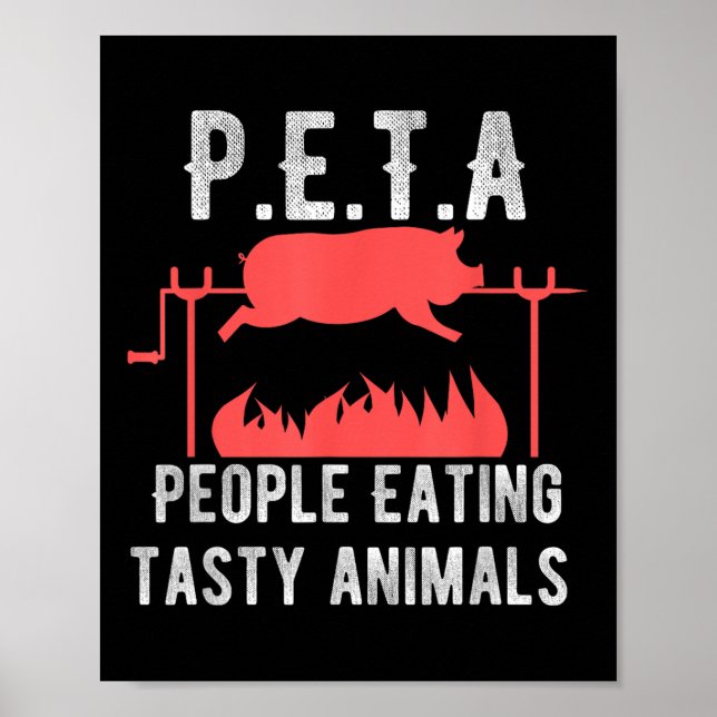 Roliga P.e.t.a Människor Äter Goda Djur Grill Kids Poster (Framsidan)