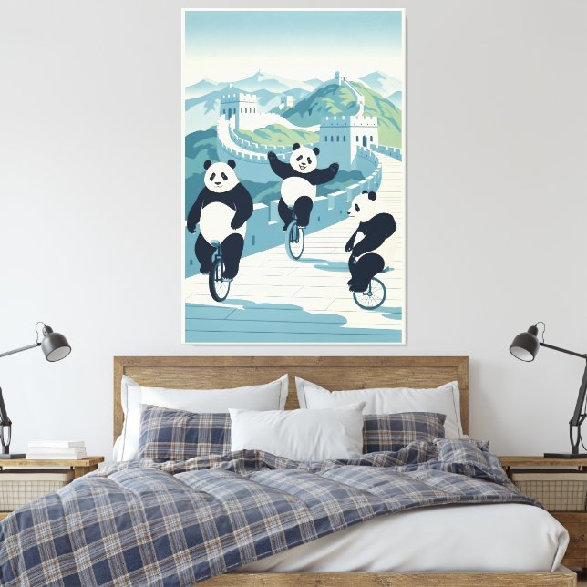 Roliga Pandas i Kina Canvastryck (Insitu (sovrum))