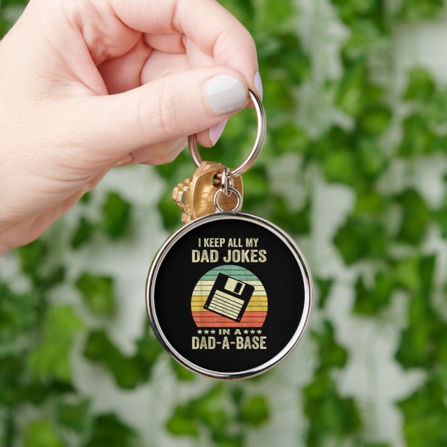 Roliga pappaskämt för män i pappa-Base Rund Silverfärgad Nyckelring (Hand)