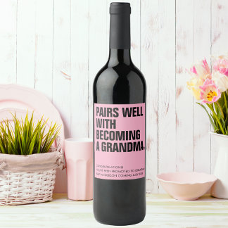 Roliga Par Bra Mormor Graviditetsannonsering Vinflaska Etikett