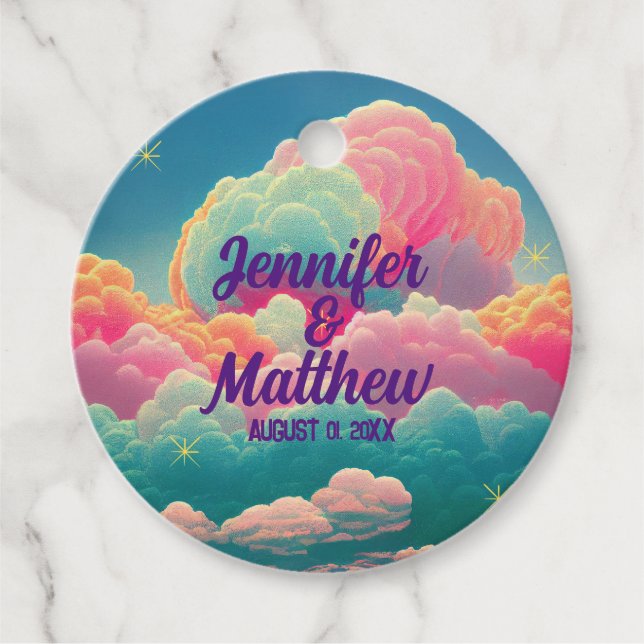 Roliga Pastell Bomullssocker Moln Gåvor Etiketter (Framsida)