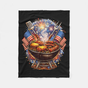 Roliga patriotiska BBQ-älskare 4 juli USA-flagga Fleecefilt