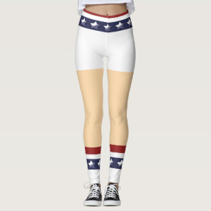 Roliga patriotiska cheerleaderben stjärnor ränder leggings