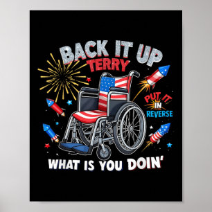 Roliga Patriotiska Rullstolsraketer 4:e Juli H Poster